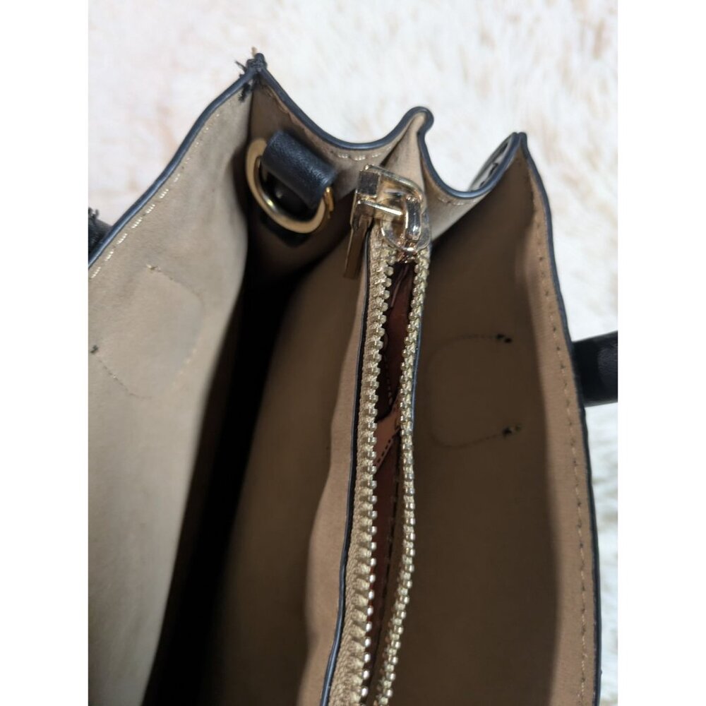 Black Faux Leather Mini Handbag With Gold Hardware & Double Handles - Picture 12 of 14